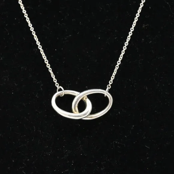 Tiffany & Co Sterling Double Loop / Infini Elsa Peretti Necklace w Box - Picture 5 of 11